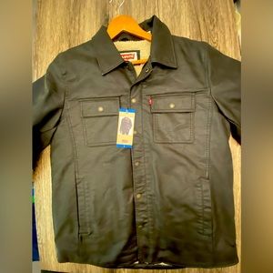 Levi’s men’s pleather jacket with wooly lining dark brown size large
